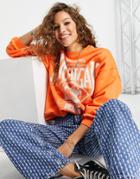 Bershka High Neck Collegiate Sweatshirt In Orange