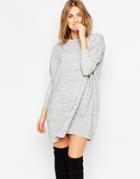 Asos Sweater Dress In Ripple Stitch - Gray