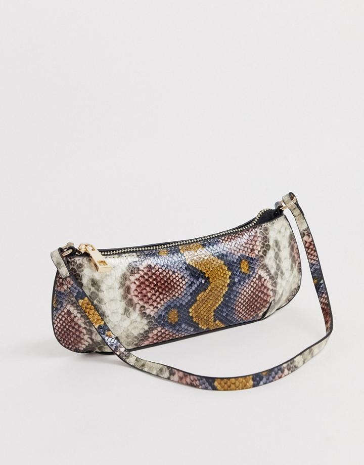 Asos Design Snake Effect 90s Shoulder Bag - Multi
