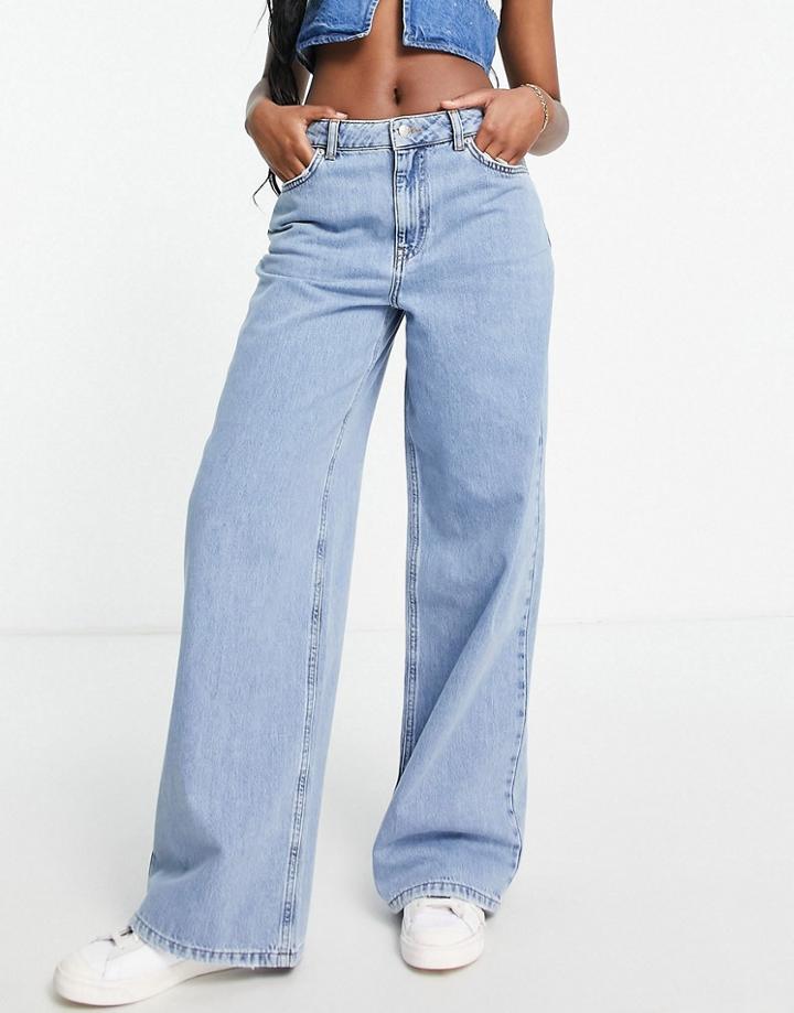 Na-kd Wide Leg Jeans In Light Blue Wash