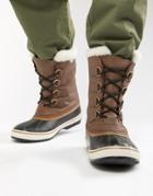 Sorel Pac Snow Boots In Brown Leather - Brown