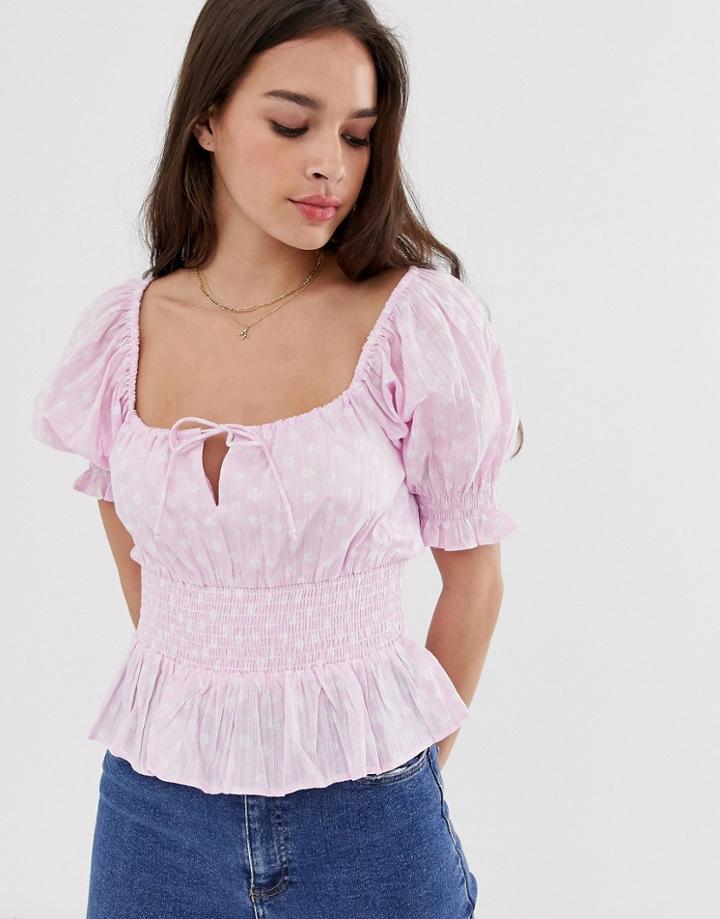 Cleobella Evie Blouse With Cinched Waist And Puff Sleeves - Purple