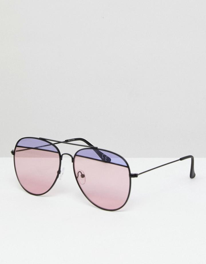 Asos Split Lens Aviator Fashion Sunglasses - Multi