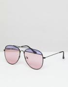 Asos Split Lens Aviator Fashion Sunglasses - Multi