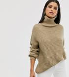Vero Moda Tall Chunky Roll Neck Ribbed Sweater In Mink