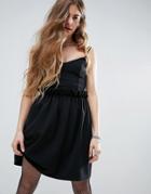 Asos Mini Dress With Frill Waist Detail - Black