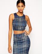 John Zack Structured Crop Top In Animal Print