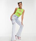 Asyou Skinny Puddle Jean With Butterfly Hot Fix In Bleach Blue