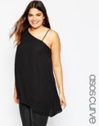 Asos Curve One Shoulder Asymmetric Cami - Black