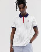 Fila Striped Short Sleeve Polo In White