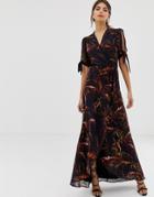 Hope & Ivy Fern Print Wrap Dress - Navy