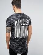 Kings Will Dream T-shirt In Black Camo With Back Print - Black