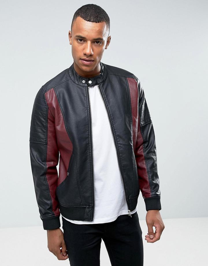 Barney's Originals Faux Leather Jacket - Black