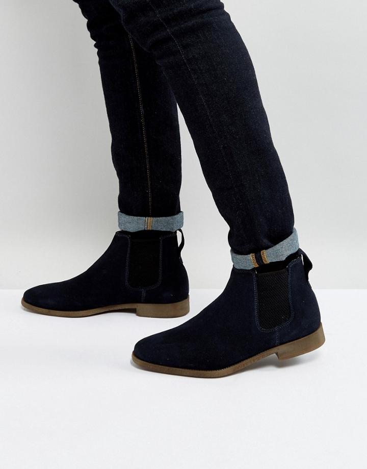 Kg By Kurt Geiger Guildford Chelsea Boot In Navy Suede - Blue