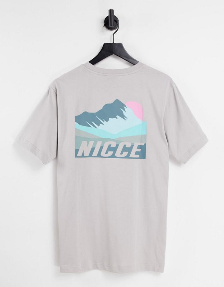 Nicce Valley Backprint T-shirt In Gray-white