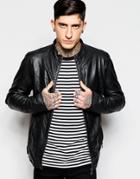 Lindbergh Leather Biker Jacket - Black