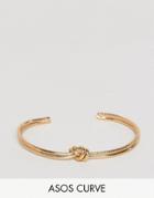 Asos Curve Exclusive Engraved Knot Bracelet - Gold