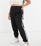 Asos Design Curve Woven Sweatpants With Side Stripe In Mono-multi