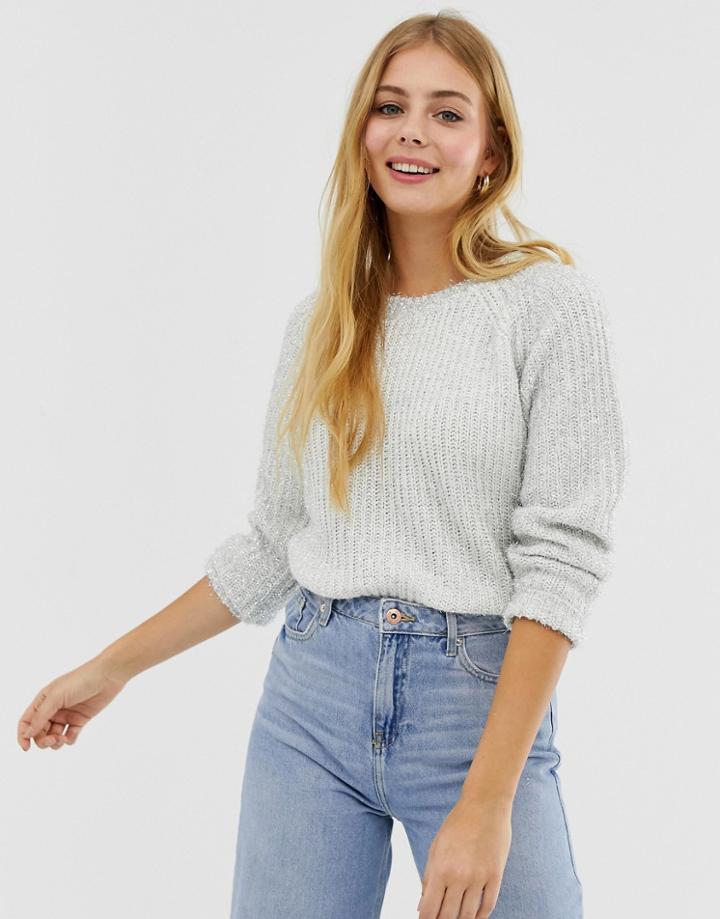 Jdy Charming Fluffy Knit Sweater-gray