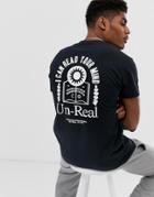 Boohooman T-shirt With Unreal Back Print In Black - Black