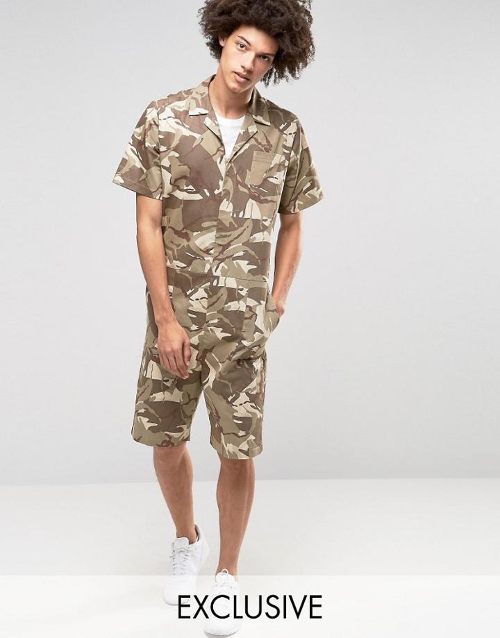 Reclaimed Vintage Camo Boiler Suit - Green