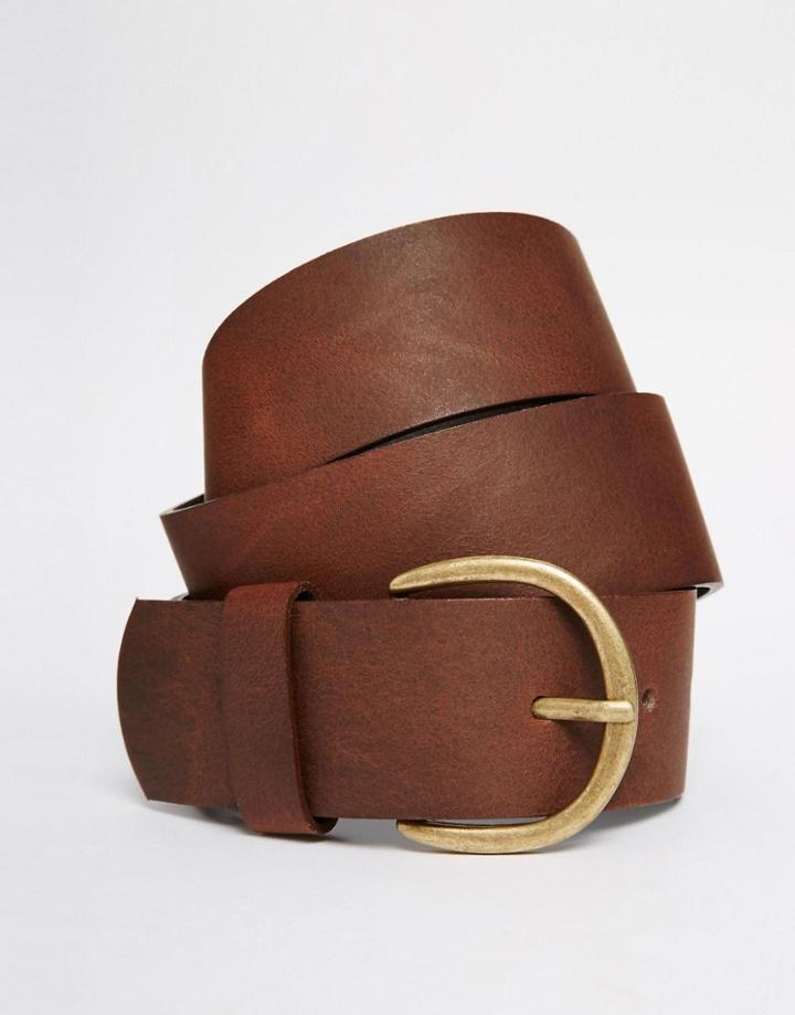 Vero Moda Wide Leather Belt - Cognac