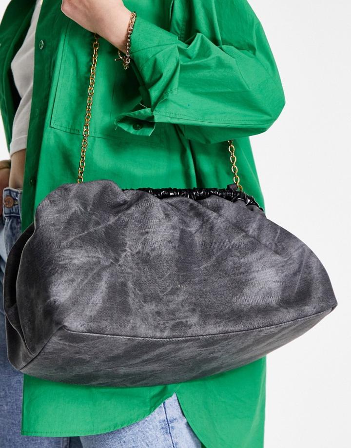 Nali Chain Strap Shoulder Bag In Slate Gray-black