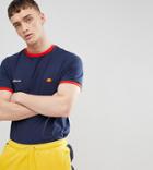 Ellesse Ringer T-shirt With Small Logo In Navy - Navy
