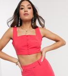 4th + Reckless Petite Exclusive Crop Top With Button Detail In Raspberry-pink