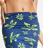 Collusion Recycled Butterfly Print Low Rise Swim Skirt In Navy