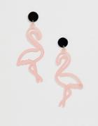 Asos Design Earrings In Flamingo Shape In Pink - Pink