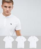 Abercrombie & Fitch 3 Pack Henley T-shirt Icon Logo In White - White