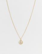 Asos Design Necklace With Ditsy Peace Sign In Gold - Gold