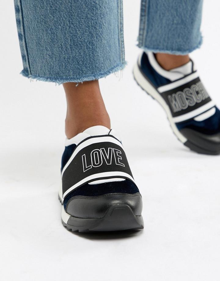 Love Moschino Velvet Logo Sneaker - Navy
