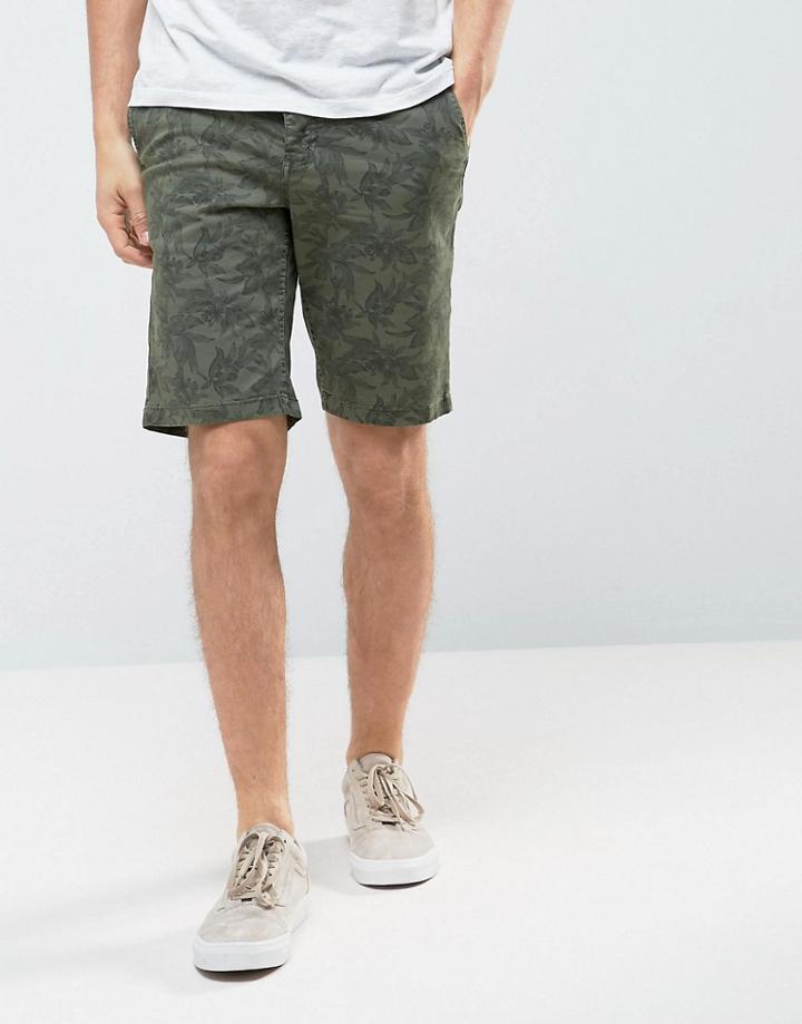 Celio Chino Short With All Over Print - Green