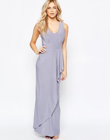 Love Drape Front Maxi Dress - Dove Gray