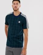 Adidas Originals 3 Stripe T-shirt In Plaid-navy
