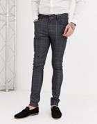 Asos Design Smart Super Skinny Jeans In Gray Check