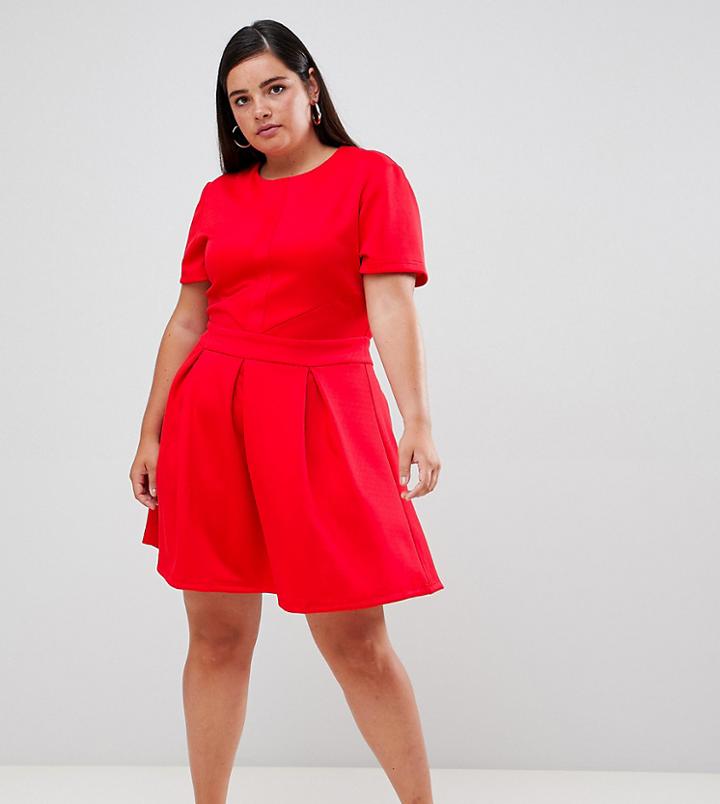Unique 21 Hero Short Sleeved Skater Dress - Red