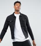 Asos Design Tall Skinny Denim Jacket In Black - Black