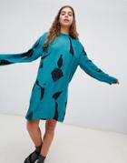 Weekday Sculpture Print Long Sleeve Mini Dress - Multi