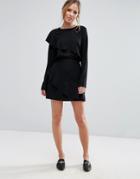 Vero Moda Asymetric Ruffle Skirt Co-ord - Black