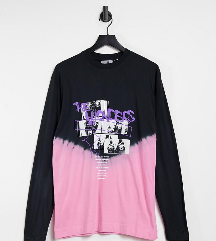 Collusion Unisex Long Sleeve T-shirt With Collage Print And Dip Dye-multi