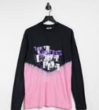 Collusion Unisex Long Sleeve T-shirt With Collage Print And Dip Dye-multi