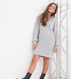 Asos Design Petite V Neck Chunky Mini Dress-grey