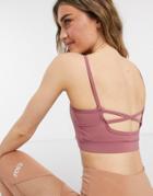 In The Style X Courtney Black Activewear Strappy Crop Top In Pink