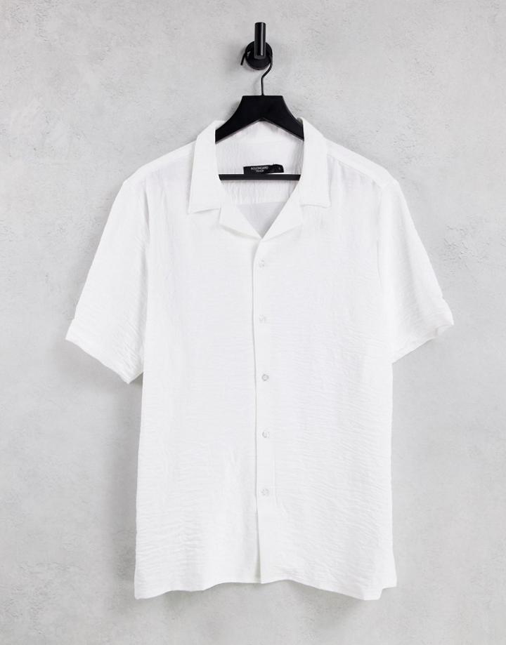 Bolongaro Trevor Crepe Slim Fit Revere Collar Short Sleeve Shirt-white
