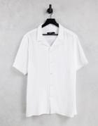 Bolongaro Trevor Crepe Slim Fit Revere Collar Short Sleeve Shirt-white