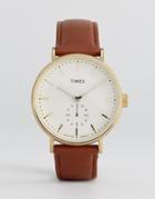 Timex Fairfield Sub-second Leather Watch In Tan - Tan