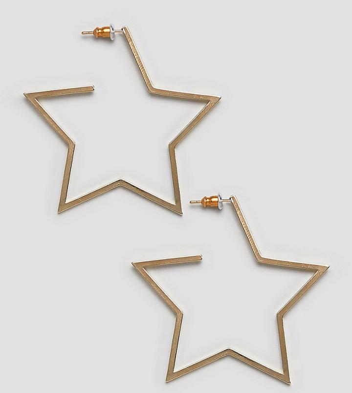 Orelia Gold Plated Star Hoop Earrings